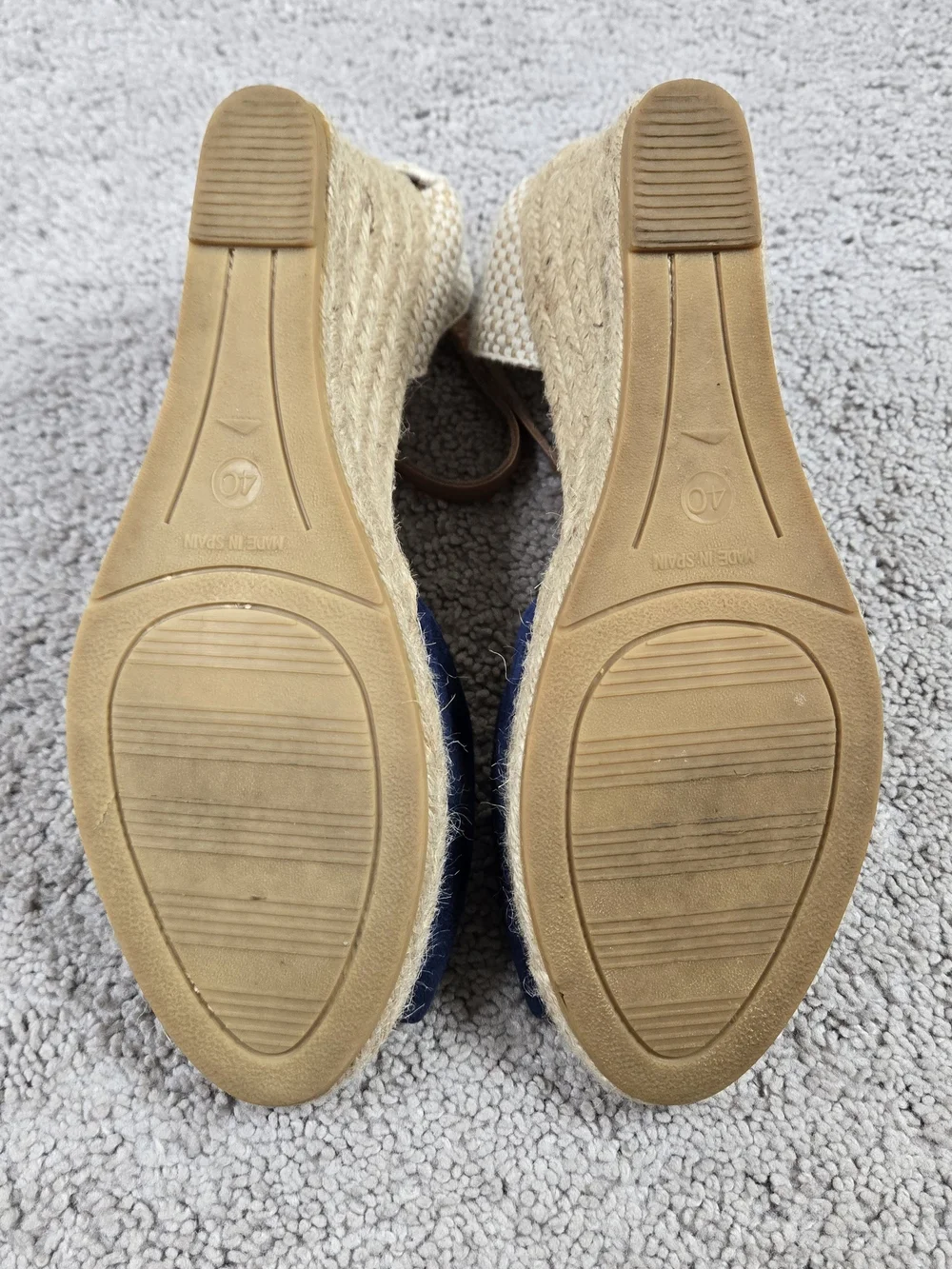 Kanna Navy Suede Jute Espadrille Wedge Heeled Sandals Size 9 Summer Nautical